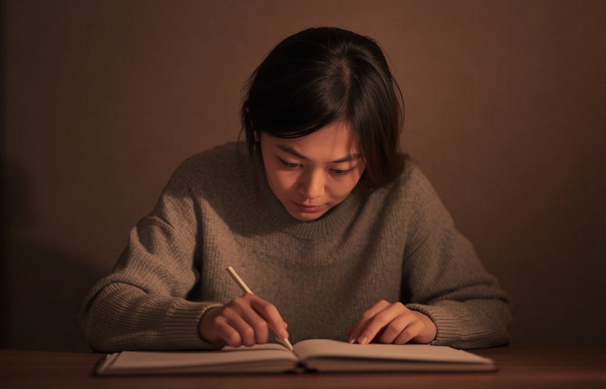 お金の使い方がすれ違う 家計簿を前に考え込む女性