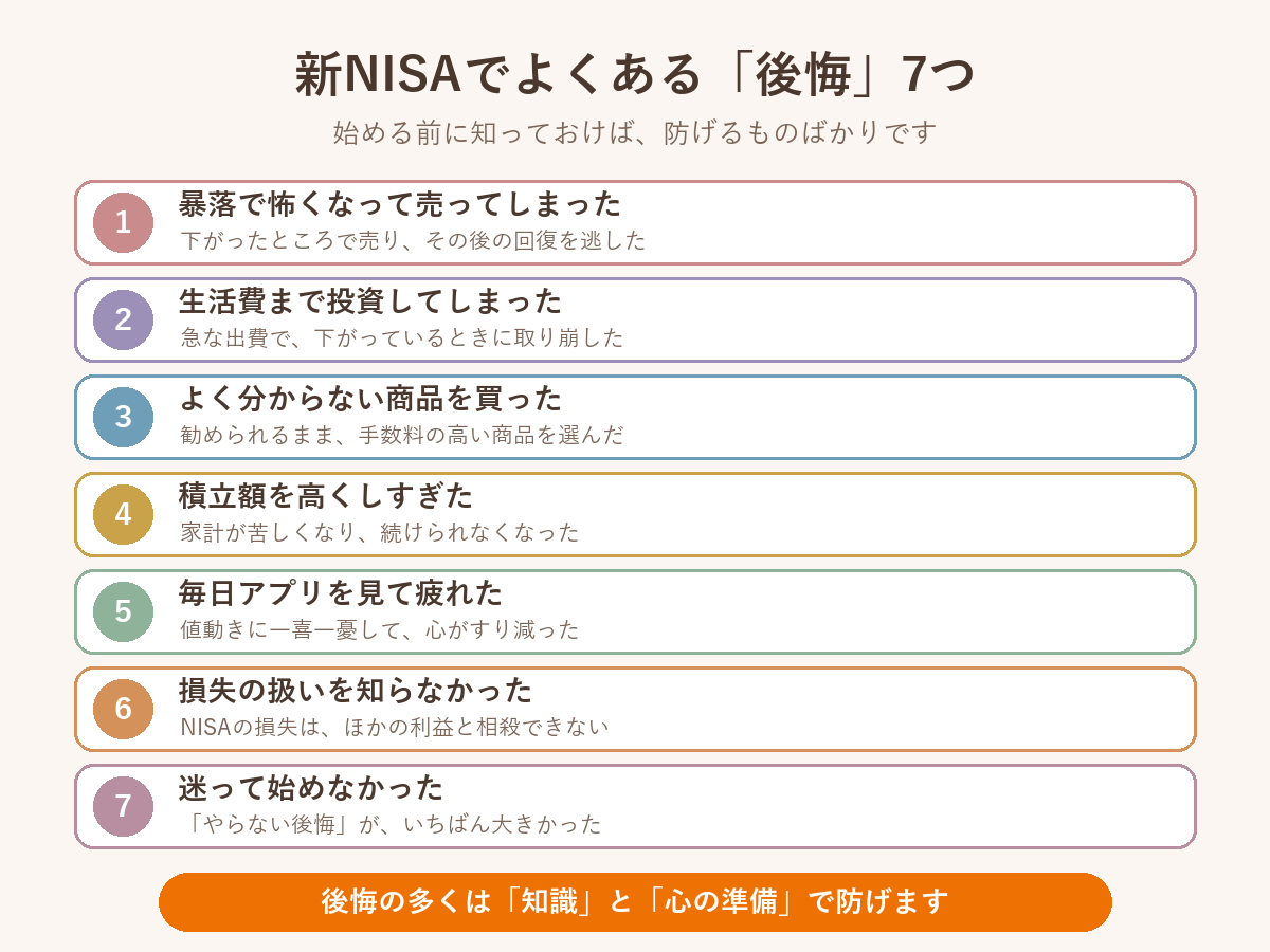 新NISAでよくある後悔7つ