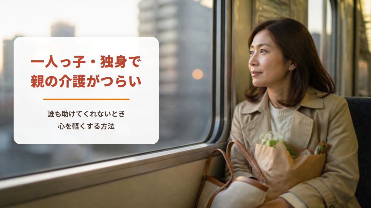一人っ子・独身で親の介護がつらい　誰も助けてくれないとき心を軽くする方法（仕事帰りの電車の窓辺で、親の家へ向かう女性）