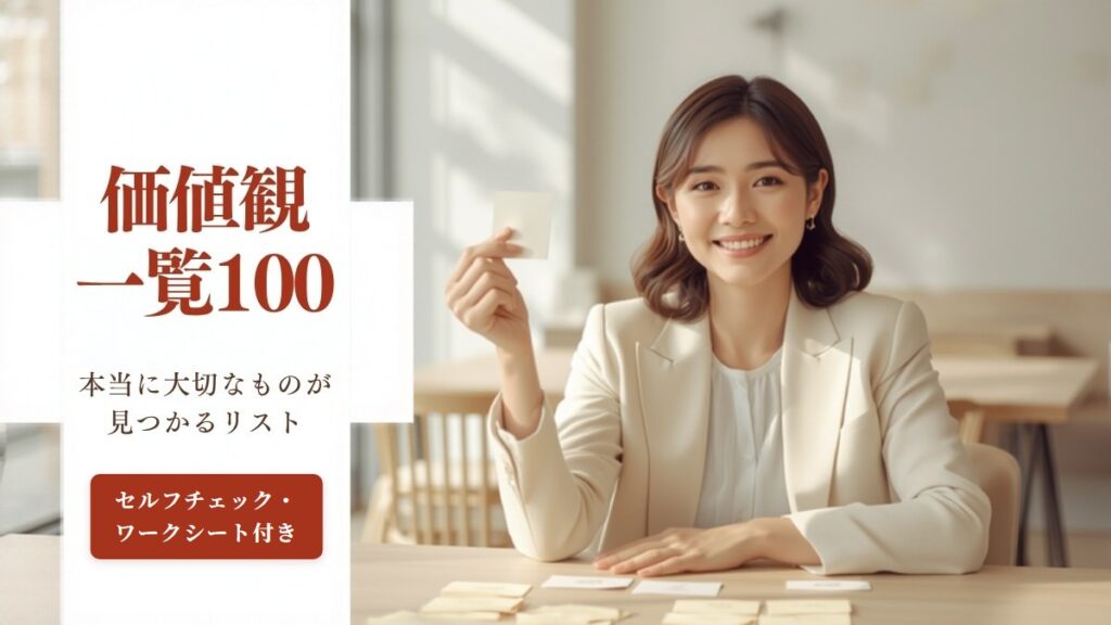 価値観一覧100【セルフチェック・ワークシート付き】人生の7つの領域別リストと「本当の価値観」の見つけ方