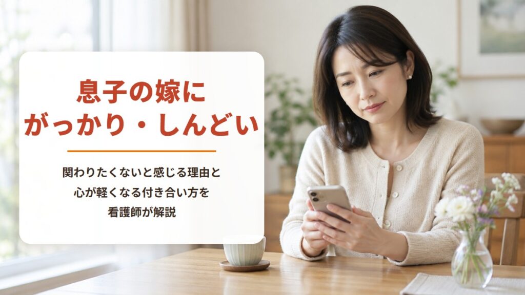 息子の嫁にがっかり・しんどい　関わりたくないと感じる理由と心が軽くなる付き合い方を看護師が解説