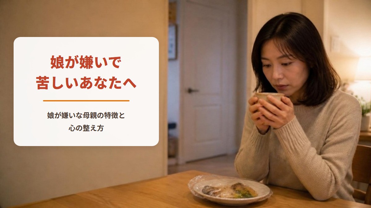 娘が嫌いで苦しいあなたへ　娘が嫌いな母親の特徴と心の整え方（夜のダイニングで、マグカップを手にひとり考えこむ女性）