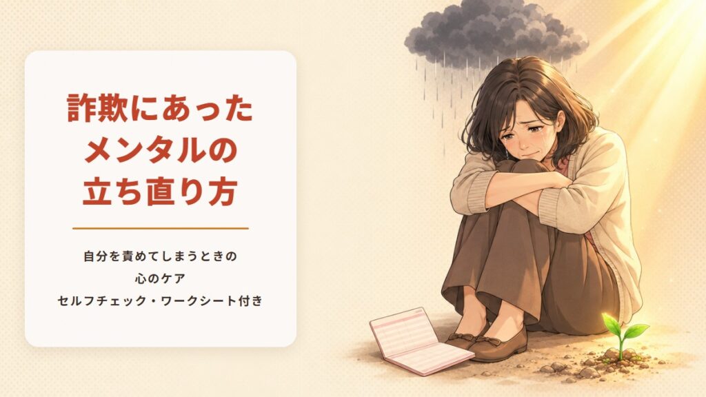 詐欺にあったメンタルの立ち直り方|自分を責めるときの心のケア【セルフチェック・ワークシート付き】