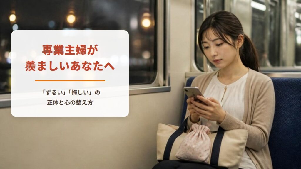 専業主婦が羨ましいと感じるあなたへ【ワークシート付き】働くママの「ずるい」「悔しい」の正体と心の整え方